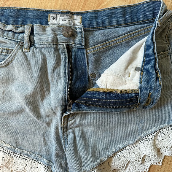 Free People Lace Trim Jean Shorts - Picture 4 of 4